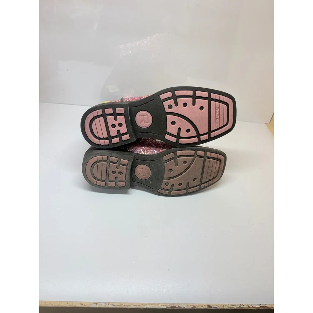 Roper Girls 2  Pink Glitter Brown Aztec Western Boots